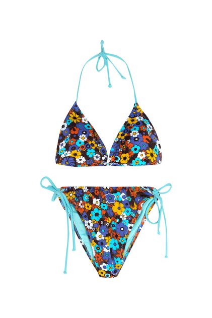 Channel Ruched Floral Print bikini set
