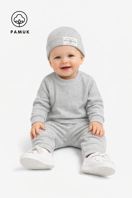 Baby Boy Girl Ribbed Basic Seasonal Hat Bottom Top Set