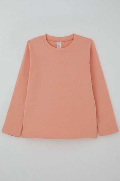Girls' Long Sleeve T-Shirt Basic 4-8 Years, Salmon