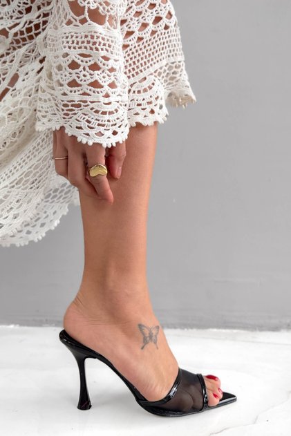 Alora Black Tulle Women's Heels Slipper