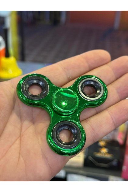 metal stres çarkı 8cm çapında metalik yeşil