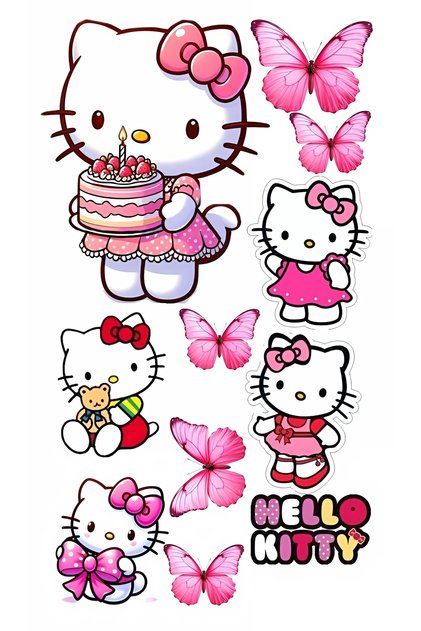 Hello Kitty Yenilebilir Pasta Süsü - Hello Kityli Pasta Resmi Baskısı Yenilebilir Kağıt - Pasta Süsü