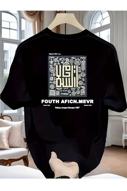 Unisex Men's Mix Printed Oversized Crew Neck T-Shirt Relaxed Fit