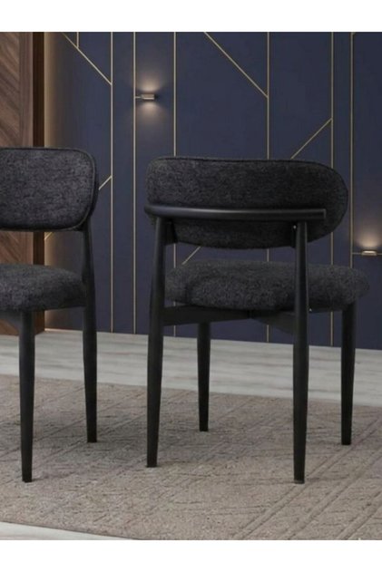 Siyah Polo Sandalye Mutfak Salon Yemek Odası Sandalyesi Metal Ayak