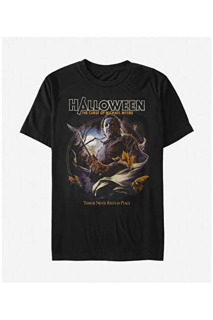 Halloween Curse Printed Black T-Shirt