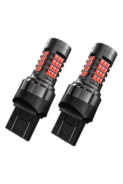 مصباحان LED أحمران للفرامل W21/5W 7443 T20، رقم الموديل 7443، متوافقان مع سيارات تويوتا كامري، فور رنر، أفالون، وكورول.