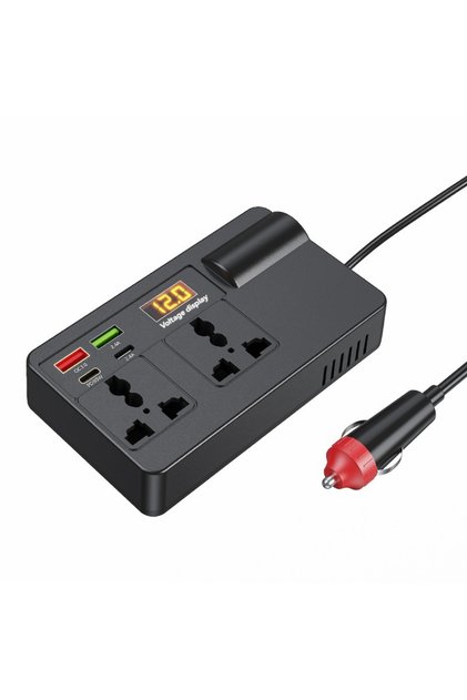 Digital display Car Inverter Power Adapter 200W DC 12V/24V to AC 220V Converter QC 3.0 USB/PD/Type-C