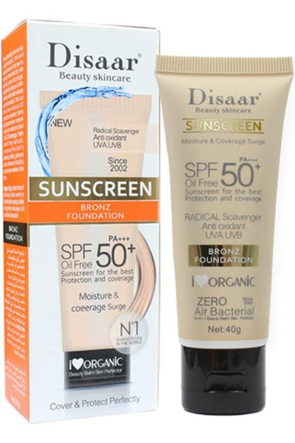 Sunscreen Foundation Face Cream Body Skin Protection Anti-Aging Oil Control Moisturizing Care Removes Peeling 40g PA+++ SPF 50+