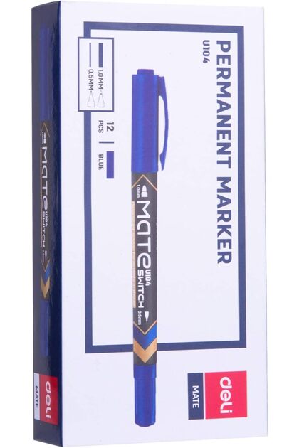 Permanent Marker 12-Piece, 0.5 mm/1 mm Twin Tip Size, Blue