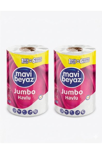 Jumbo Dev Havlu - 1 Rulo (6 Standart Ruloya Eşdeğer) - Ekstra Emici Kağıt Havlu - 2 ADET