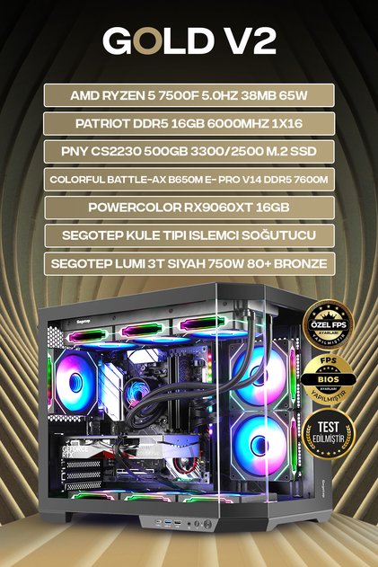 GOLD V2 RX 9060 XT RYZEN 5 7500F 16 GB DDR5 512 GB SSD 750W GEN5 OEM PAKET