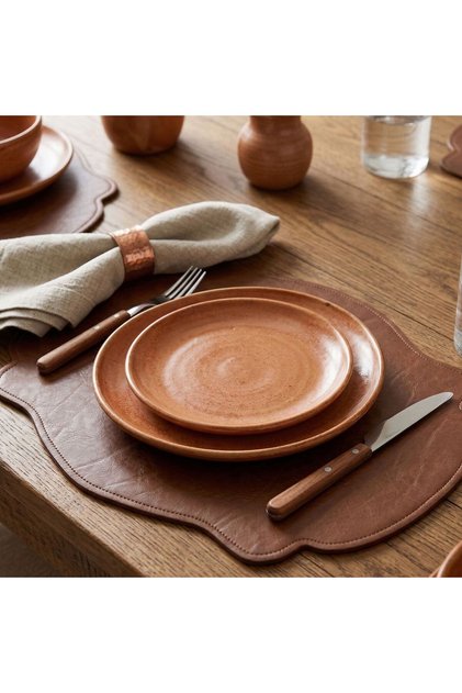 2 Adet Çift Yüz Kenar Dikişli Kahverengi Deri Amerikan Servis AS00120-33X44 cm Supla