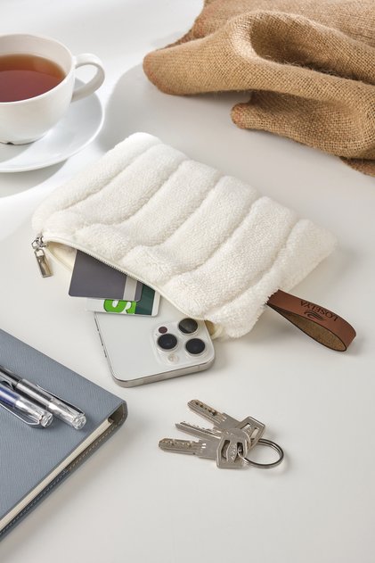 Soft Fabric Leather Label Luxury Wallet Phone Credit Card Keychain Coin