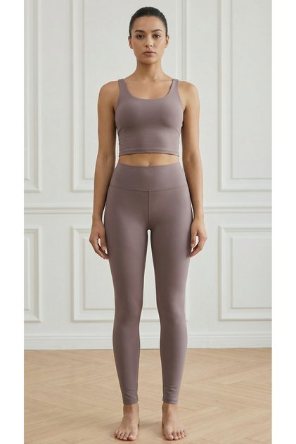 Polyamide Firming High-Waist Sports Leggings Coffee