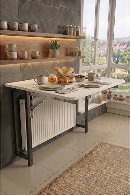 mutoz Oval Kenarlı Katlanır Duvar Masası - 70x50 cm - Çok Amaçlı