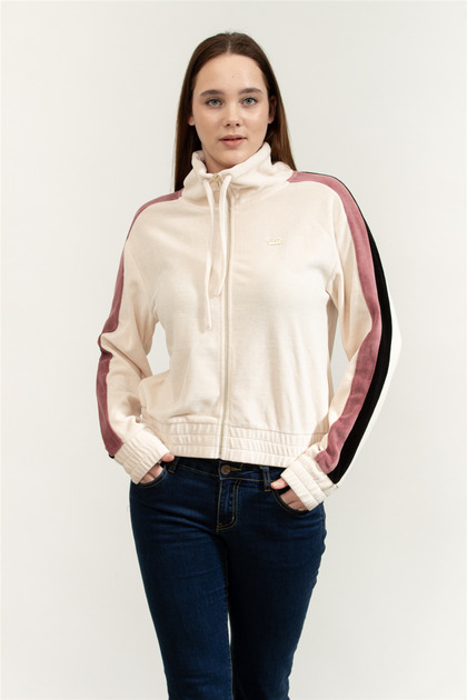 Kadın Fermuarlı Sweatshirt Pembe