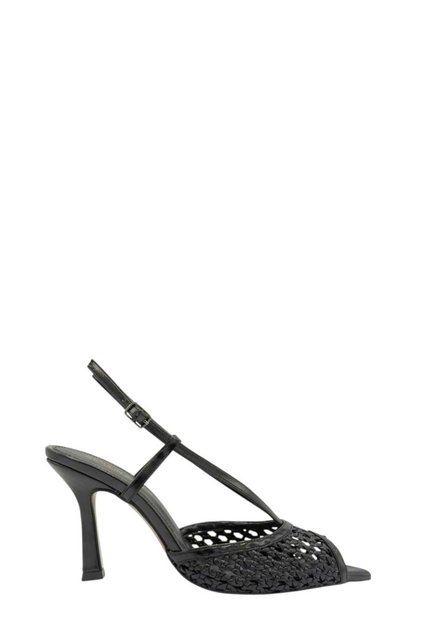 Black Straw Knitting Women's Heeled Shoes