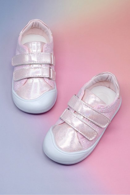 Girl's Pink First Step Stone-Studded Comfortable Fit Sneaker