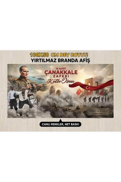 18 Mart Çanakkale Zaferi 100x50 cm Branda Baskı Kağıdı