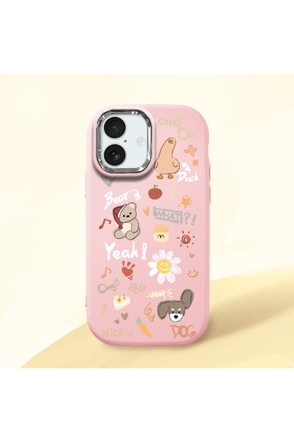iPhone 17 Compatible Shock-Absorbing Camera Protected Pink Silicone Case Stylish Print