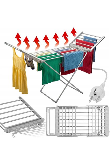 Uscator rufe electric 230 W, 20 elemente, 45-55C, pliabil, sarcina 20 kg, aluminiu/plastic, argintiu