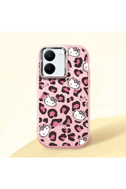Vivo Y36 4G/5G Compatible Shock Absorbing Camera Protected Pink Silicone Case Kitty