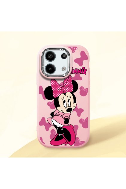 Redmi Note 13 Pro 5g Compatible Shock-Absorbing Camera Protected Pink Silicone Case Mickey Patterned