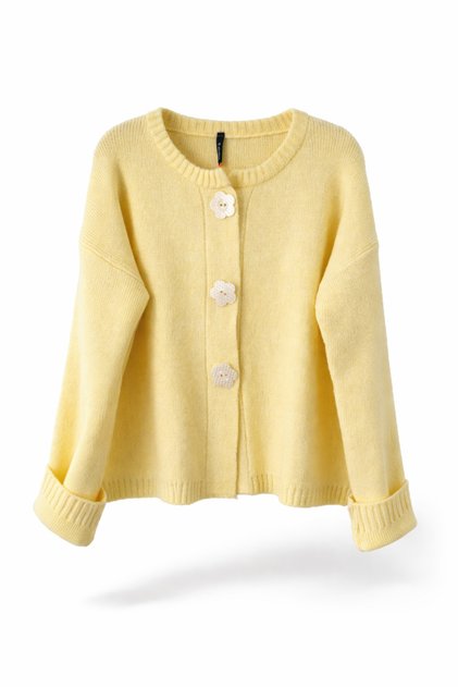 Cardigan cu nasturi Daisy Bloom, galben, pentru femei