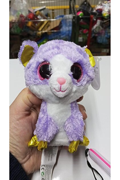 ぬいぐるみ KaYa Kayra Peluş Büyük Parlak Gözlü Mor Kedi 15 cm - Fiyatı, Yorumları