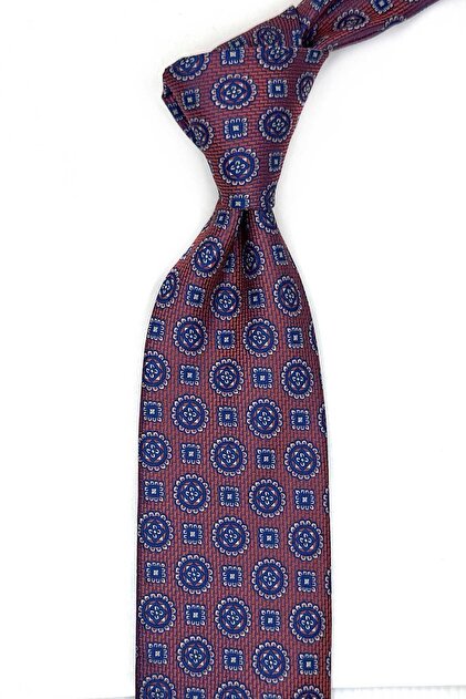 Orange Motif Pattern Classic Tie with Handkerchief Kk13535