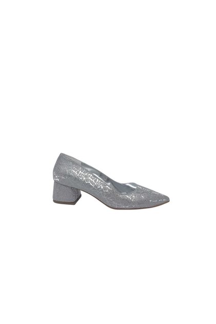 Ceylan 1000 Women's Silver Mirrored Shimmering Block Heel Pack Large Size Evening Dress Shoes 41 42