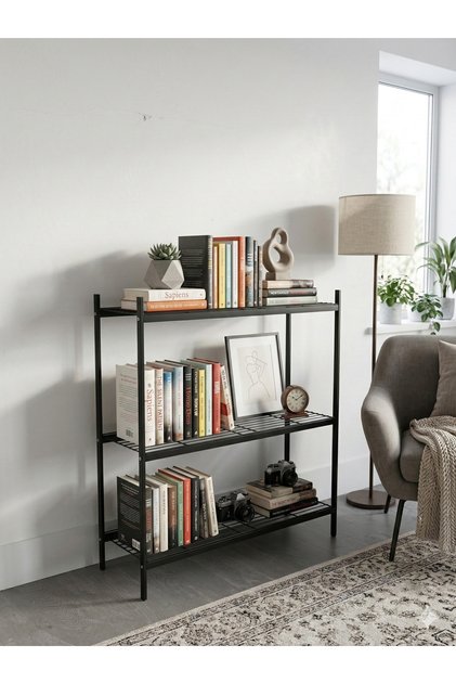 3 raflı metal kitaplık/organizer/düzenleyici
