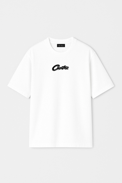 Unisex Corteiz Front Printed Oversized %100 Cotton Wide Cut Textured Crew Neck White T-Shirt Rf0657