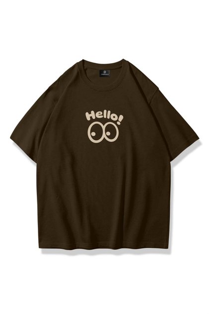 Unisex Hello Eyes Tshirt Brown