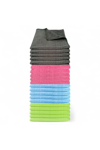 Checked Microfiber General Cleaning and Countertop Cloth Mixed Color 40*40 cm 320 Gsm (20 Pieces)