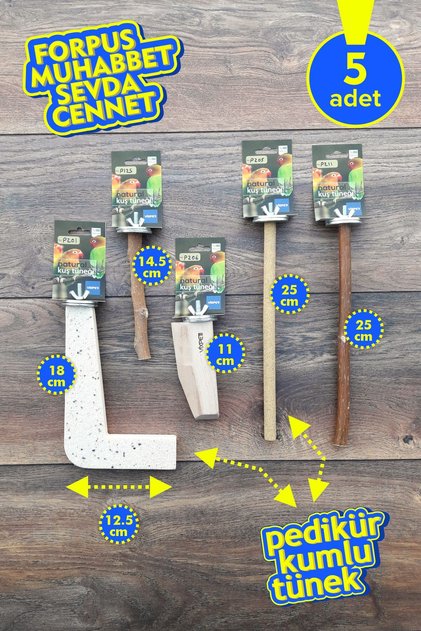 Venty 5-Piece Natural Parrot Perch Set |   Kumlu Tünekli |   Forpus, Muhabbet, Sevda, Cennet - M639