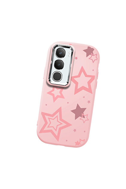Vivo Y19S Compatible Camera Protected Pink Soft Silicone Phone Case Pink Star