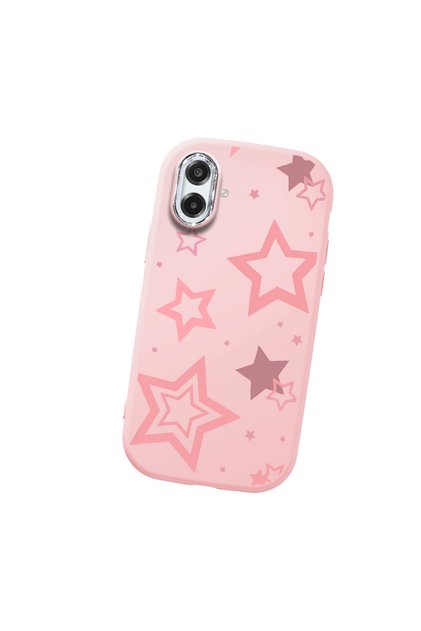 Samsung Galaxy A07 Compatible Camera Protected Pink Soft Silicone Phone Case Pink Star