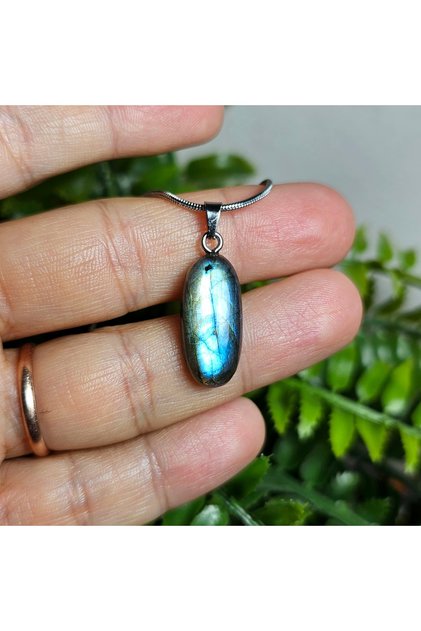 Labrodit Steel Chain Natural Stone Necklace - 2 - (Handmade Design Products)