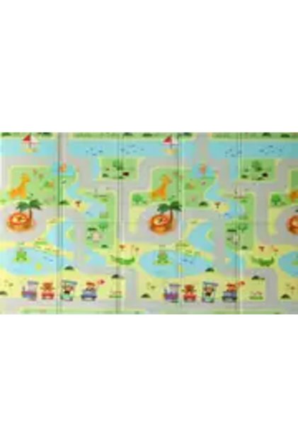Katlanabilir Çocuk Oyun Matı - Yeşil Parkur - 200x130 Cm