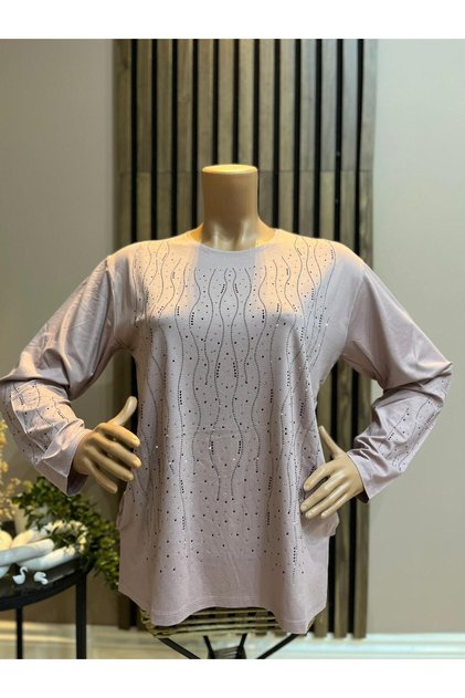 Women's Wave Shine Combed Cotton Blouse for Middle Age and Above