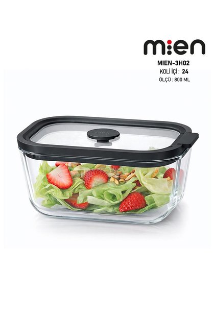 800 ml Glass Storage Container with Leak-Proof Lid-Black