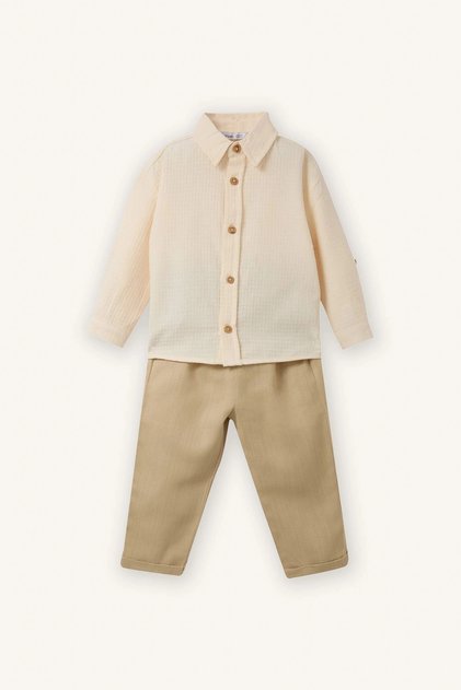 G8251A5Bg734 Beige Waffle 2-Piece Set for Baby Boy