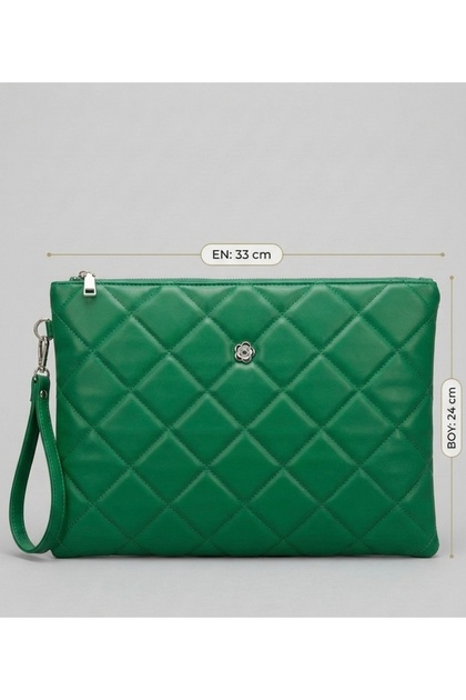 iPad Compatible Large Size Quilted Portfolio Clutch Handbag