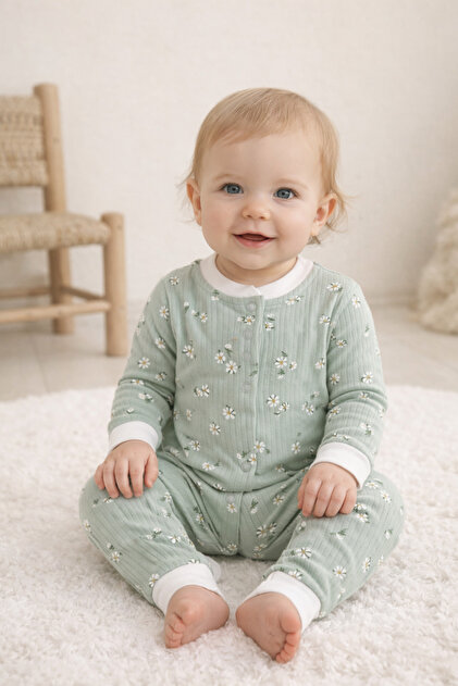 100% Cotton Daisy Figured Baby Romper