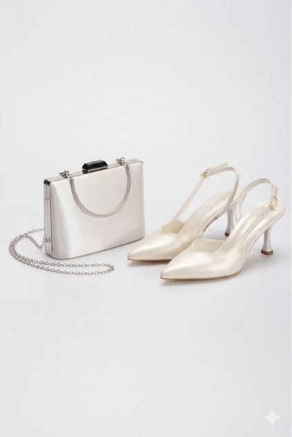 Pointed Toe Open Back Stiletto Heel U Stiletto and C Bag Set