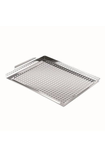 Tava pentru gratar Naterial, pentru fructe de mare, perforata, otel inoxidabil, 395 x 290 mm