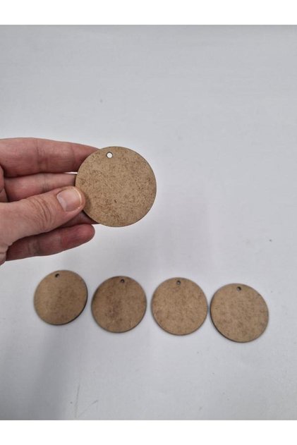 5 cm çapında 5 adet yuvarlak delikli 3mm MDF disk seti