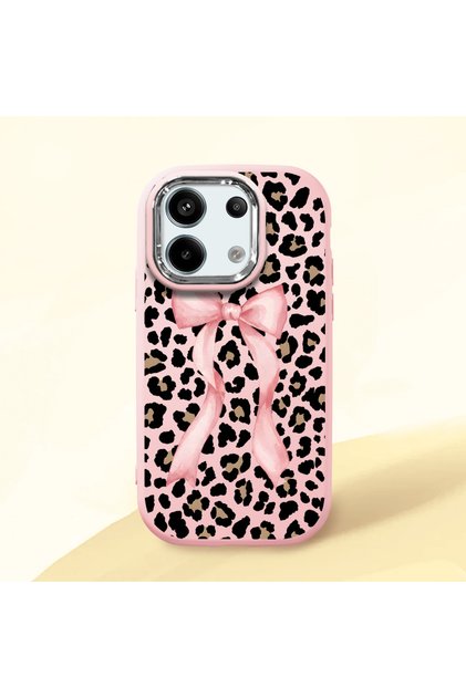 Redmi Note 13 Pro 5g Compatible Shock-Absorbing Camera Protected Pink Silicone Case Leopard Printed I