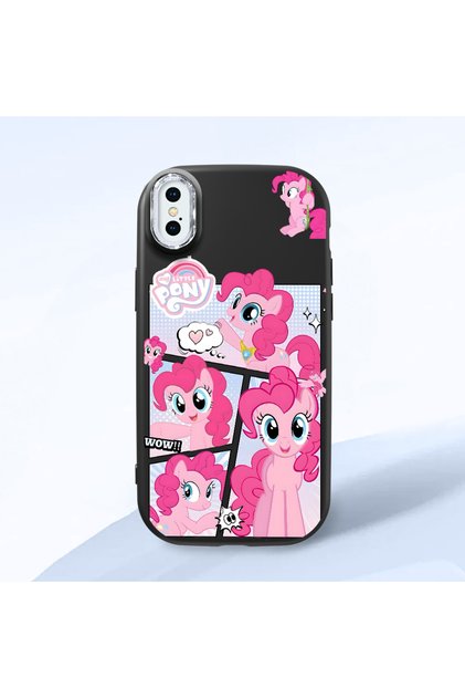 iPhone XS Max Compatible Shock-Absorbing Camera Protected Black Silicone Case Pony Patterned